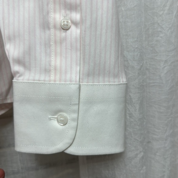 NWOT Brooks Brothers 10Fitted Non-Iron White collar& Cuffs pink stripe Item# 6B - Picture 5 of 7